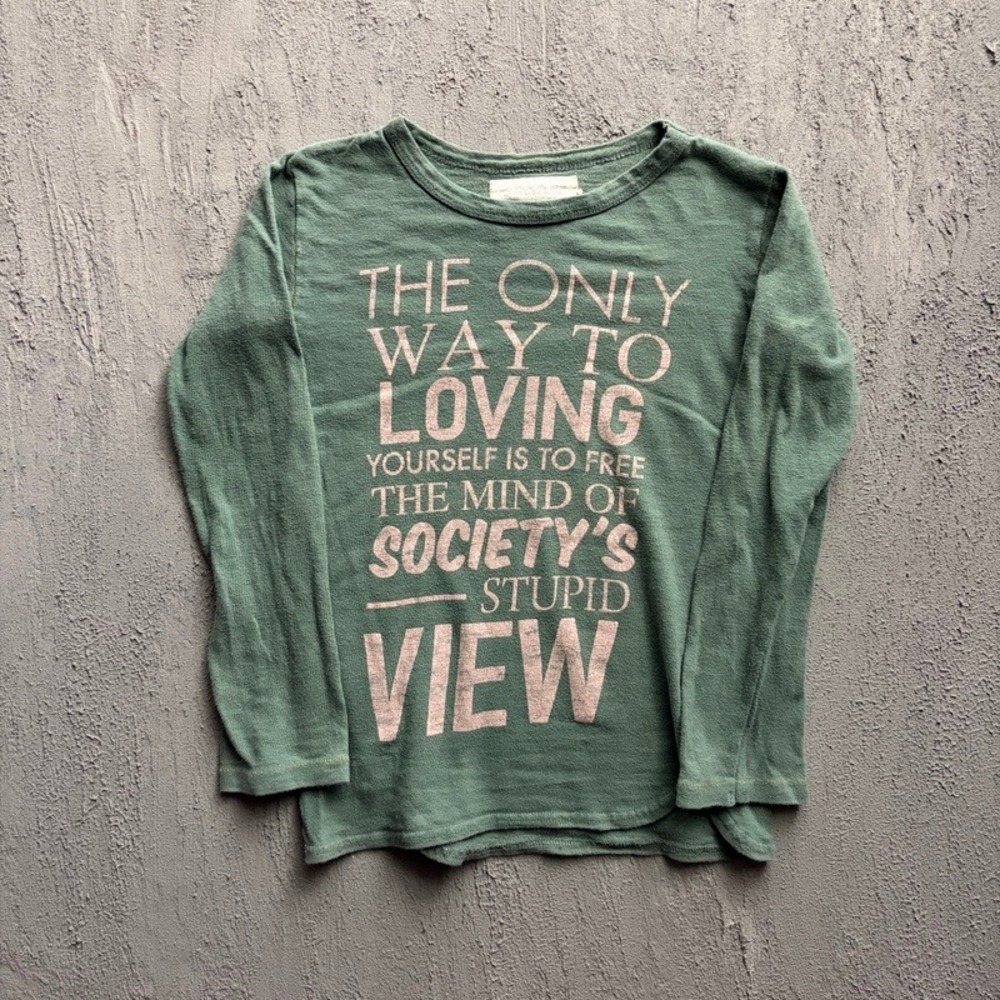 Go To Hollywood Long Sleeve Shirt Large 140CM Green Japan Baby Tee Denim Dungare
